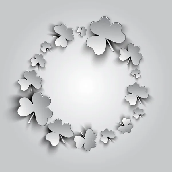 Élégant fond abstrait de la Saint-Patrick avec trèfle à feuilles. Tendance moderne blanc - fond gris. Carte de jour St Patrick. Illustration vectorielle — Image vectorielle