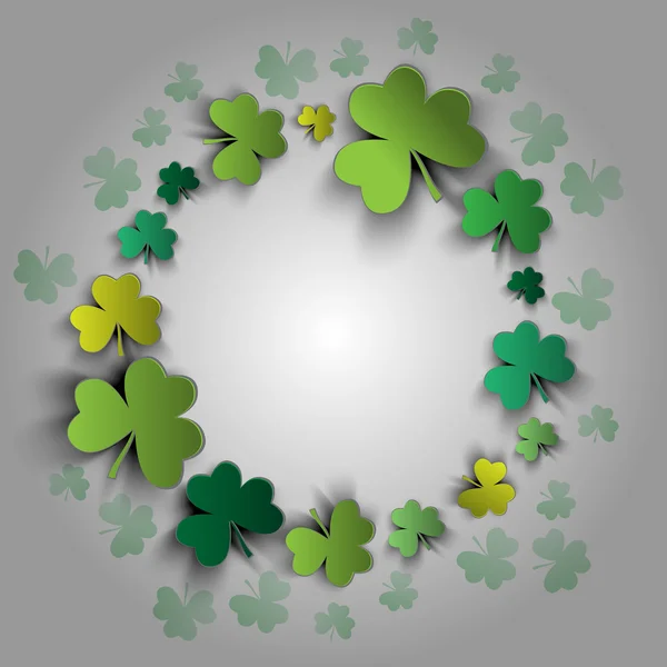 Happy St. Patrick dag kaart. Gelukkig klaverblaadjes. Vectorillustratie — Stockvector