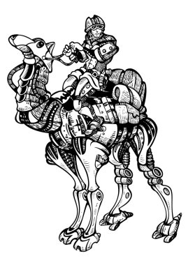 Future Man and camel vehicle clipart