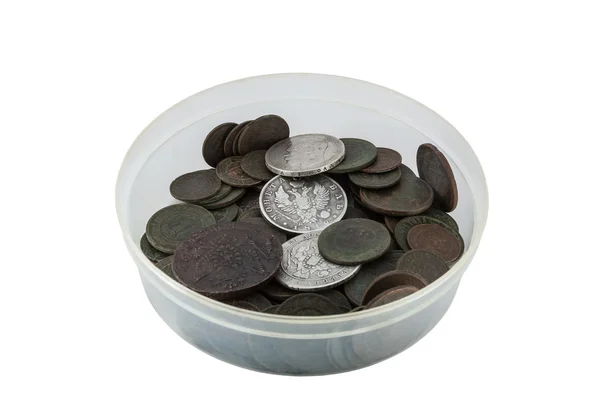 Box with old coins — Stock Photo, Image