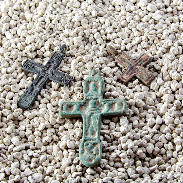 Old crosses in the sand — Stock Photo, Image