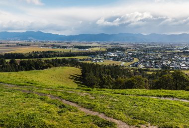 Blenheim and Wairau plains from Wither Hills, New Zealand clipart