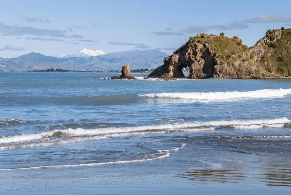 Rozbicie Fal Plaży Whites Bay Pobliżu Rarangi Regionie Marlborough South — Zdjęcie stockowe