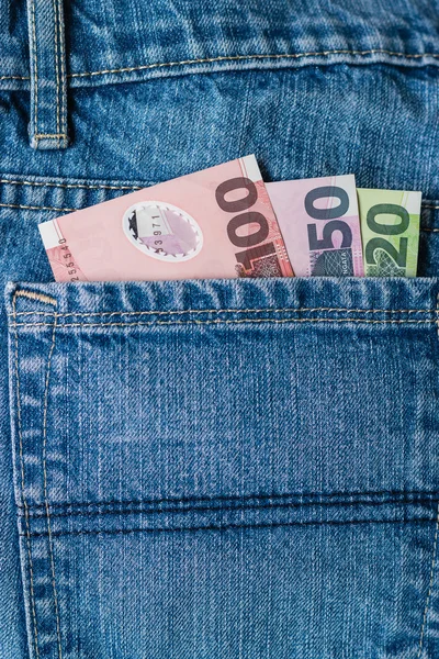 New Zealand dollars in jeans pocket — Stock Photo, Image