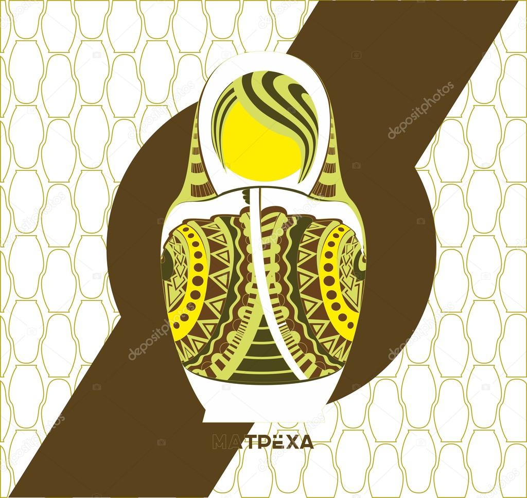 Polynesian Doll, Black, Doll, Drawing, emo, From Russia with Love, illustration, Indians, Jungle, emblem, Matryoshka, Maya, set templates, Maya, Polynesia, Poster, Design, Tattoo, the Soviet Union, Vector, Vector pattern White , yellow, patterns, orn