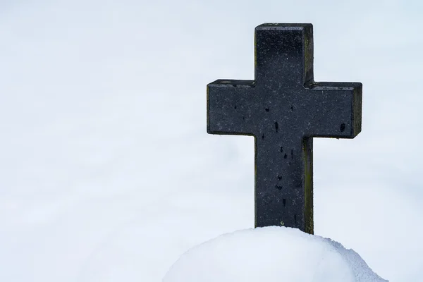 Black stone cross — Stock Photo, Image