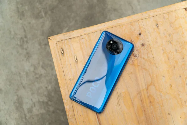 Jakarta Indonesia November 2020 Back Xiaomi Poco Nfc Blue Colour — Stock Photo, Image