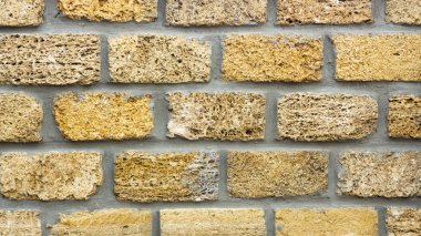Sarı coquina duvarına closeup engeller 