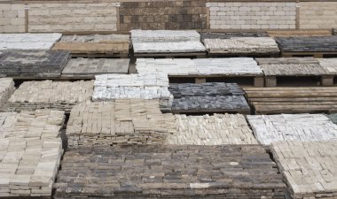 çok renkli mermer Pres Tuğla aralıktaki tepsiler