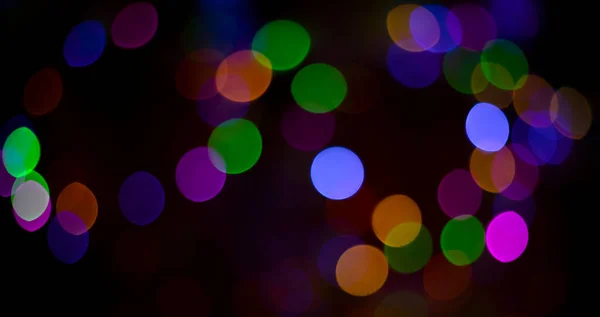 Defocused Színes Absztrakt Bokeh Fekete Háttérrel — Stock Fotó