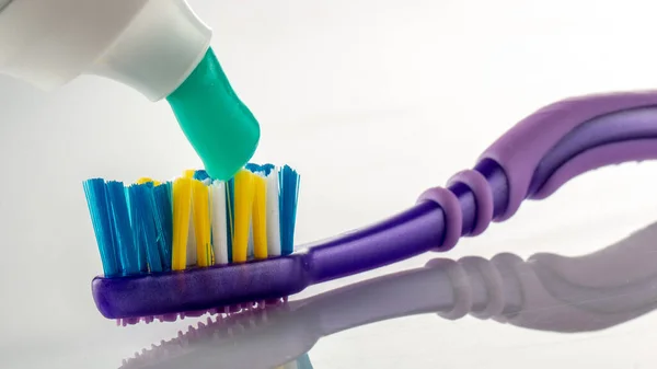 Toothpaste Toothbrush White Background Close — Stock Photo, Image