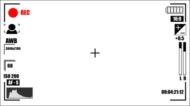 Resim eklemek için beyaz zemin üzerinde modern kamera görüntüleyici çerçevesi.