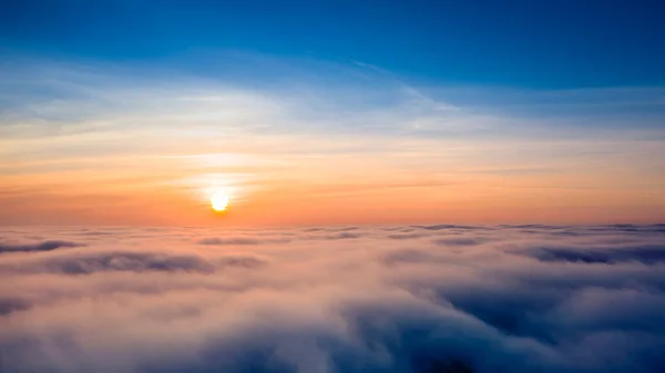 Panorama Över Himlen Flygfoto Gryning Eller Solnedgång Blå Timme — Stockfoto