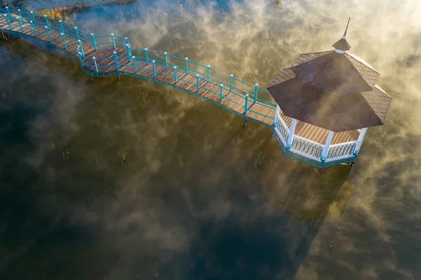 Pavillon See Der Morgendämmerung Dampfender Blick Von Oben — Stockfoto