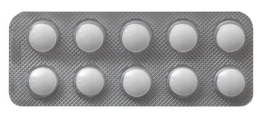 Beyaz arka planda izole edilmiş beyaz haplı plastik plaka..