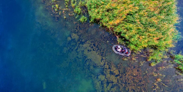 Une Petite Île Milieu Lac Jaune Feuilles Automne Sur Les — Photo