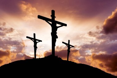 Calvary crucifixion with sun. Crucifixion of Jesus clipart