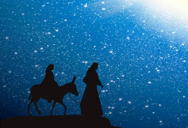 Mary and Joseph Journey to Bethlehem clipart