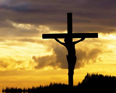 Siluet İsa 'nın çarmıha gerilişi Calvary üzerinde - İyi Cuma