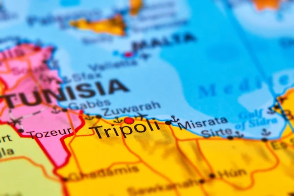 Trípoli, capital de Libia en el mapa — Foto de Stock