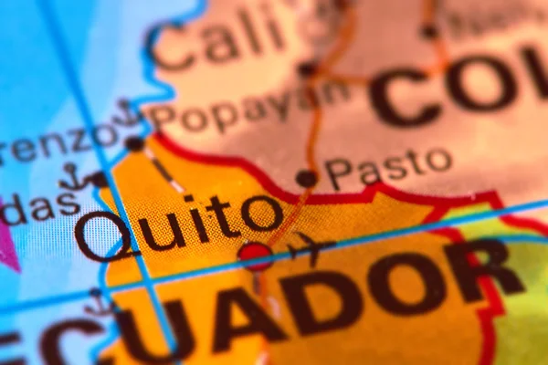 Quito, capitale de l'Équateur sur la carte — Photo