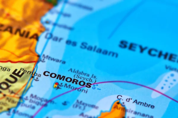 Islas Comoras en el mapa — Foto de Stock