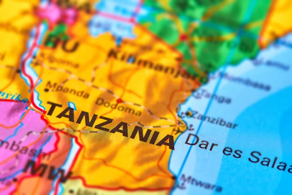 Tanzania en el mapa — Foto de Stock