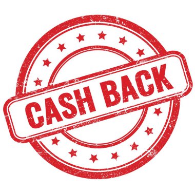 Kırmızı, eski, pasaklı, yuvarlak, lastik damga üzerine CASH arka metin.