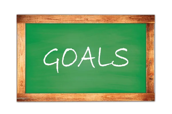 Goals Text Written Green Wooden Frame School Blackboard — Stock Photo, Image