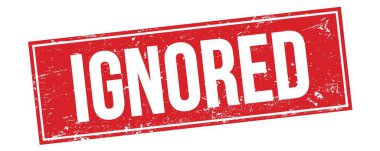 Kırmızı grungy dikdörtgen damga işareti üzerinde IGNORED metin.
