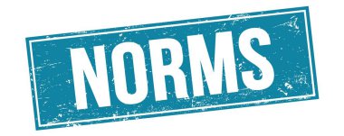 Mavi grungy dikdörtgen damga işareti üzerinde NORMS metni.