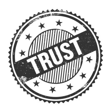 Siyah grungy zig zag kenarlarında yazılmış TRust metni yuvarlak pul.