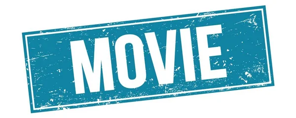 Movie Text Blue Grungy Rectangle Stamp Sign — Stock Photo, Image