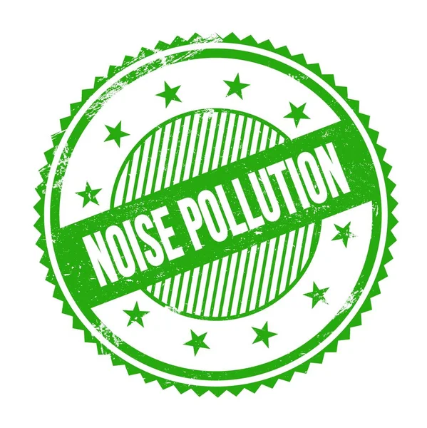 Текст Noise Pollution Написаний Зеленому Гранжевому Зигзагоподібному Круглому Штампі — стокове фото