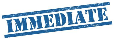 Mavi grungy dikdörtgen vintage damga üzerindeki MEMEDIATE metin.