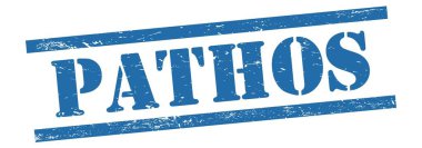 Mavi grungy vintage kauçuk damgalı PaTHOS metni.