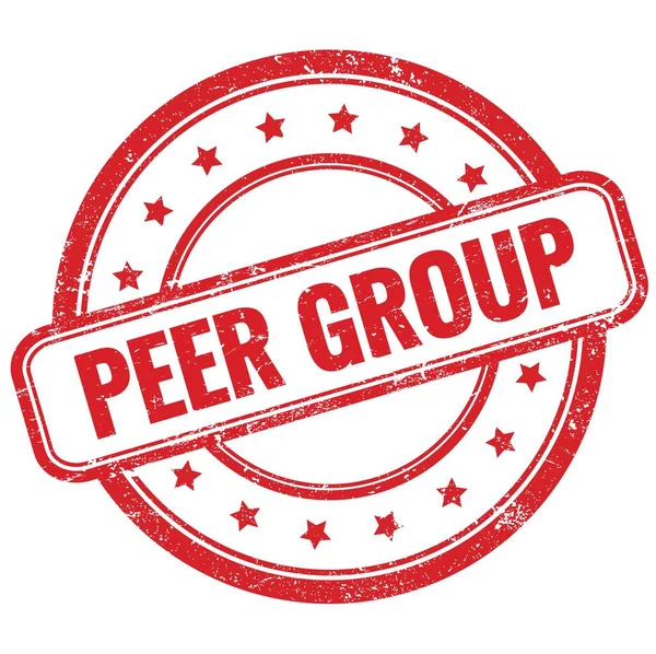 Peer Group Text Red Vintage Grungy Rubber Stamp — Stock Photo, Image