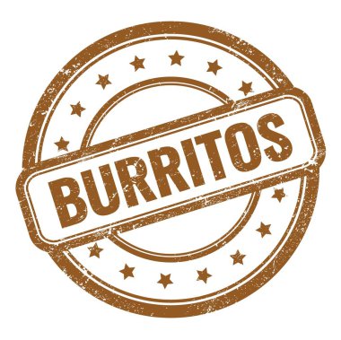 Kahverengi grungy vintage yuvarlak kauçuk damga üzerine BURRITOS metin.