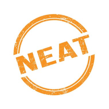 Turuncu grungy vintage yuvarlak pulla yazılmış NEAT metni.