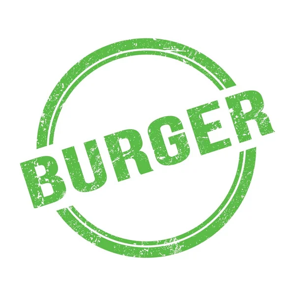 Burger Text Written Green Grungy Vintage Stamp — 图库照片