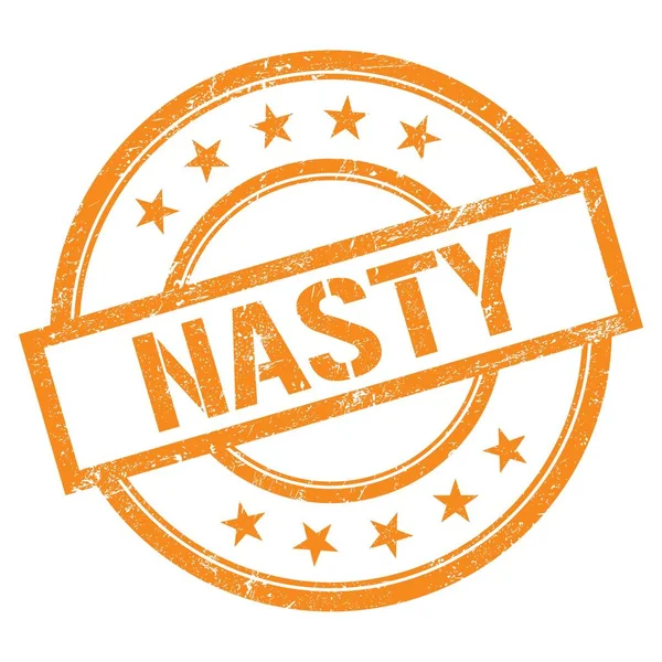 Nasty Texto Escrito Naranja Ronda Sello Goma Vintage —  Fotos de Stock