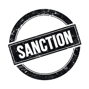 Siyah grungy yuvarlak vintage pul üzerine SANCTION metin.