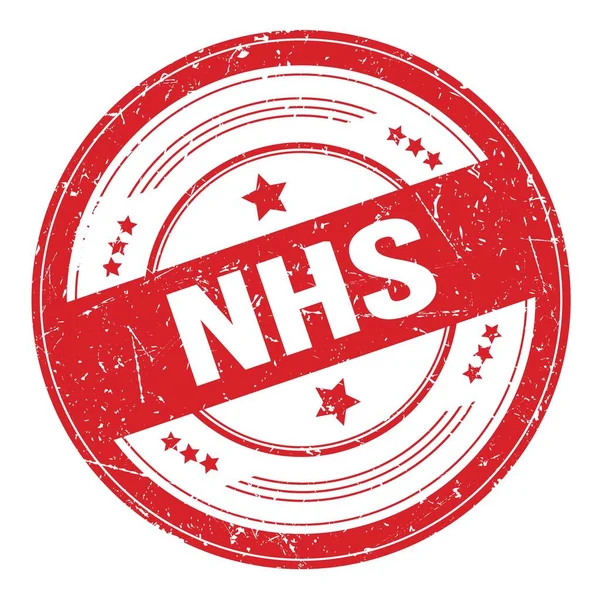 Kırmızı yuvarlak grungy doku damgası üzerine NHS metni.