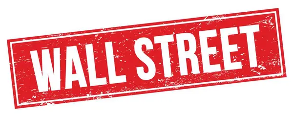 Wal Street Tekst Rode Grungy Rechthoek Stempel Teken — Stockfoto