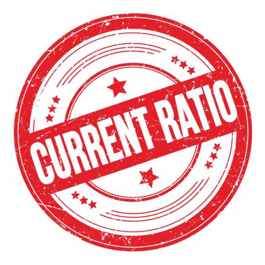 Kırmızı yuvarlak grungy doku damgası üzerine CURRENT RATIO metni.
