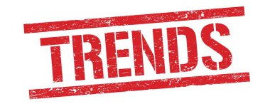 Kırmızı grungy dikdörtgen damga işareti üzerinde TRENDS metin.
