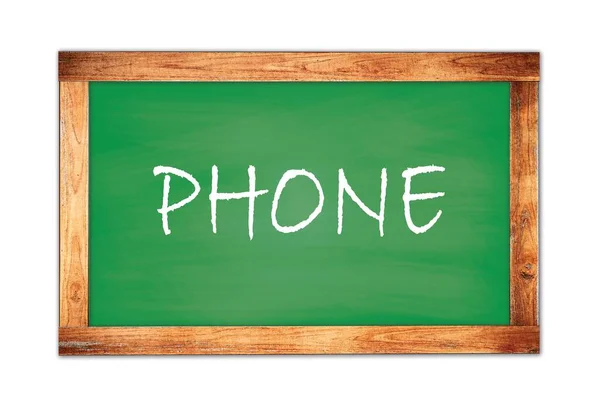 緑の木製フレームの学校の黒板に書かれた電話テキスト — ストック写真