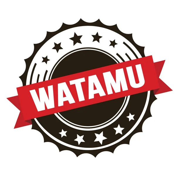 Watamu Szöveg Piros Barna Szalagos Jelvényen — Stock Fotó
