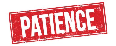 Kırmızı grungy dikdörtgen damga işareti üzerinde sabır metni.