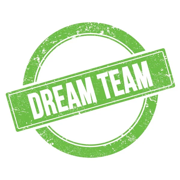 Dream Team Tekst Groene Grungy Ronde Vintage Stempel — Stockfoto